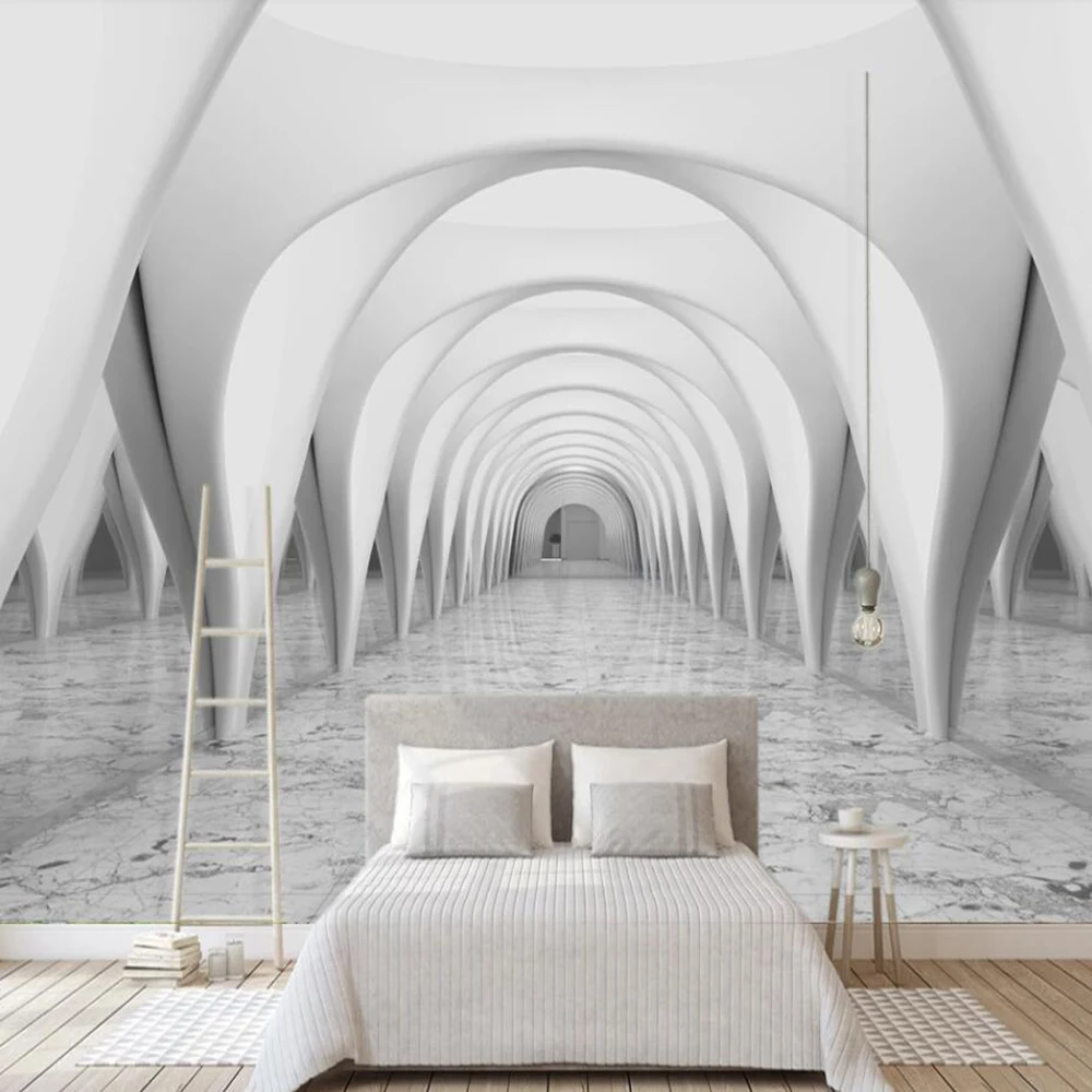 

Drop Shipping Custom Wallpaper Mural HD Stereo European Abstract Roman Column Arch Church Building Corridor Decoration Wallpaper
