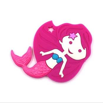 

1 pc Mermaid Pattern Silicone Teether Teething Chew Toy Infant Teether Beads DIY Necklace Nursing Tool Pendant Newborn Gift