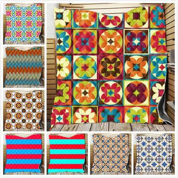 

Custom Geometry Sofa Dust Cover Cloth Throw Blanket Wall Tapestry Table Cloth Soft Tassel Blanket Decoration Home Textile