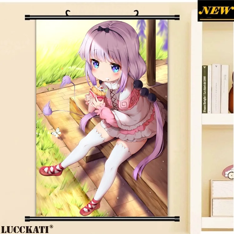 Kobayashi-san Chi no Maid Dragon Kanna Tooru рога хвост попка Сексуальная Лолита Клык аниме стены