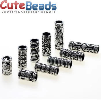 

Olingart 1pcs/lot Stainless Steel Tube Beads 6mm Tibetan silver Leather Cord DIY Bracelet/necklace Slider DIY Jewelry Makings
