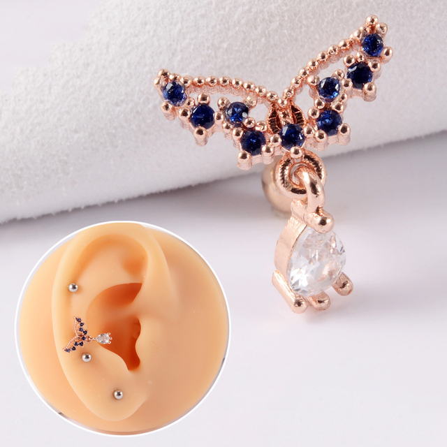 361L Surgical Steel Cz Ear Tragus Cartilage Crystal Lightning Snake Lobe Earrings Helix Earring Barbell Piercing Jewelry 20G