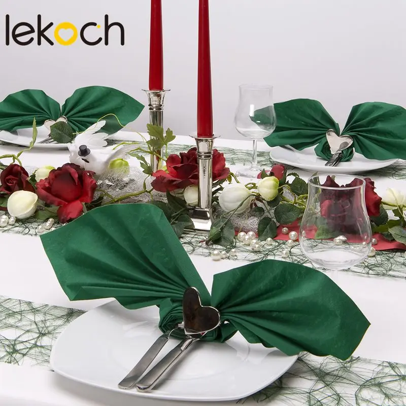  Lekoch Green Table Napkins Square Napkin Pocket Handkerchief Wedding Birthday Home Party Hotel