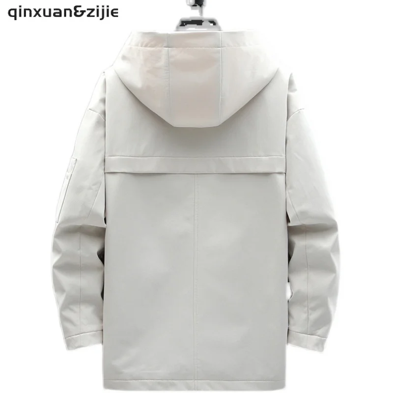 Men's Windbreaker Jackets Cardigan Male New Korea Fashion Techwear Hooded Print Coats Casual Clothing Autumn