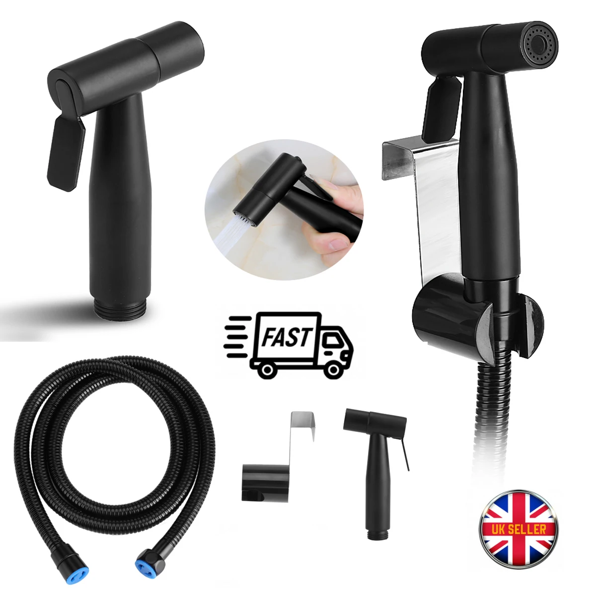 

Stainless Steel Black Bidets Bathroom Hand Shower Bidet Toilet Sprayer Hygienic Shower Bidet Tap Wall Mount Bidet Faucet