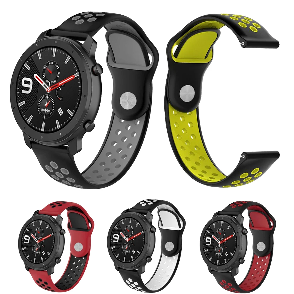Двухцветные силиконовые браслеты для Xiaomi Huami Amazfit GTR 42 мм 47 Смарт часы gtr