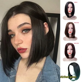 

MUMUPI Natural Black synthrthic Hair for daily wear Fashion Women Bob Wig Short Straight Black brown gray blue pink colors Hair