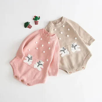 

New Baby Knitted Rompers Autumn Baby Girls Romper Cotton Long Sleeve Christmas Clothes Cotton Baby Sweater Infant Girls Jumpsuit