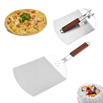 

9.5 Inch Stainless Steel Foldable Pizza Peel Paddle Pizza Cake Transfer Paddle with Detachable Wooden Handle 57cm Length