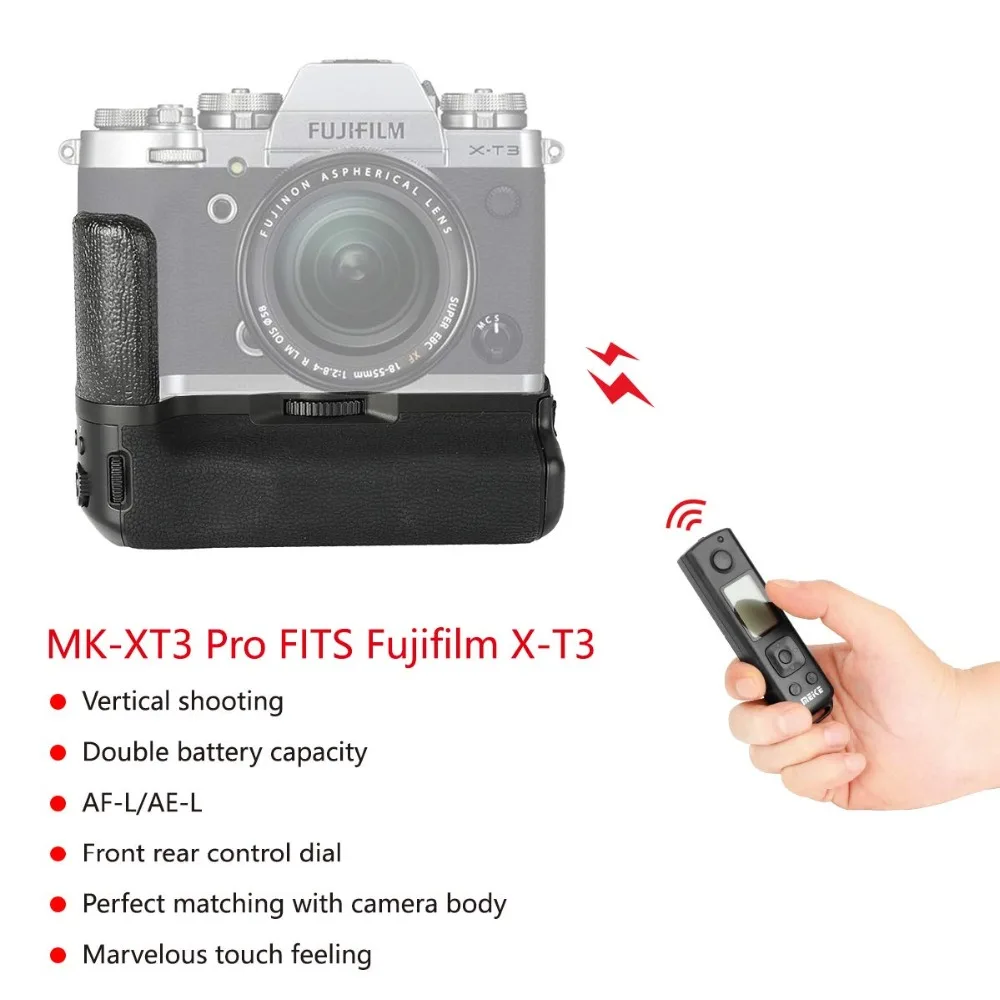 Meike MK-XT3 Pro Вертикальная Батарейная ручка Встроенный 2,4 ГГц пульт дистанционного управления для Fujifilm Fuji X-T3 XT3 камера работает с NE-EL15