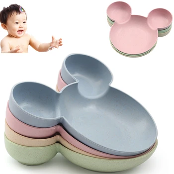

blue Kid Cartoon Mouse Bowl Dishes Lunch Box Kid Children Infant Baby Rice Feeding Bowl Plastic Snack Plate Tableware