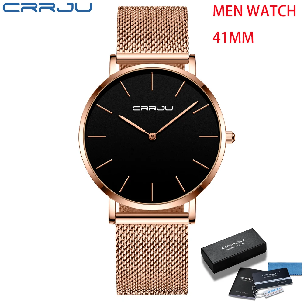 CRRJU New Fashion Mens Watches Top Brand Luxury Sport Waterproof Simple Ultra-Thin Watches Men Quartz Clock Relogio Masculino 