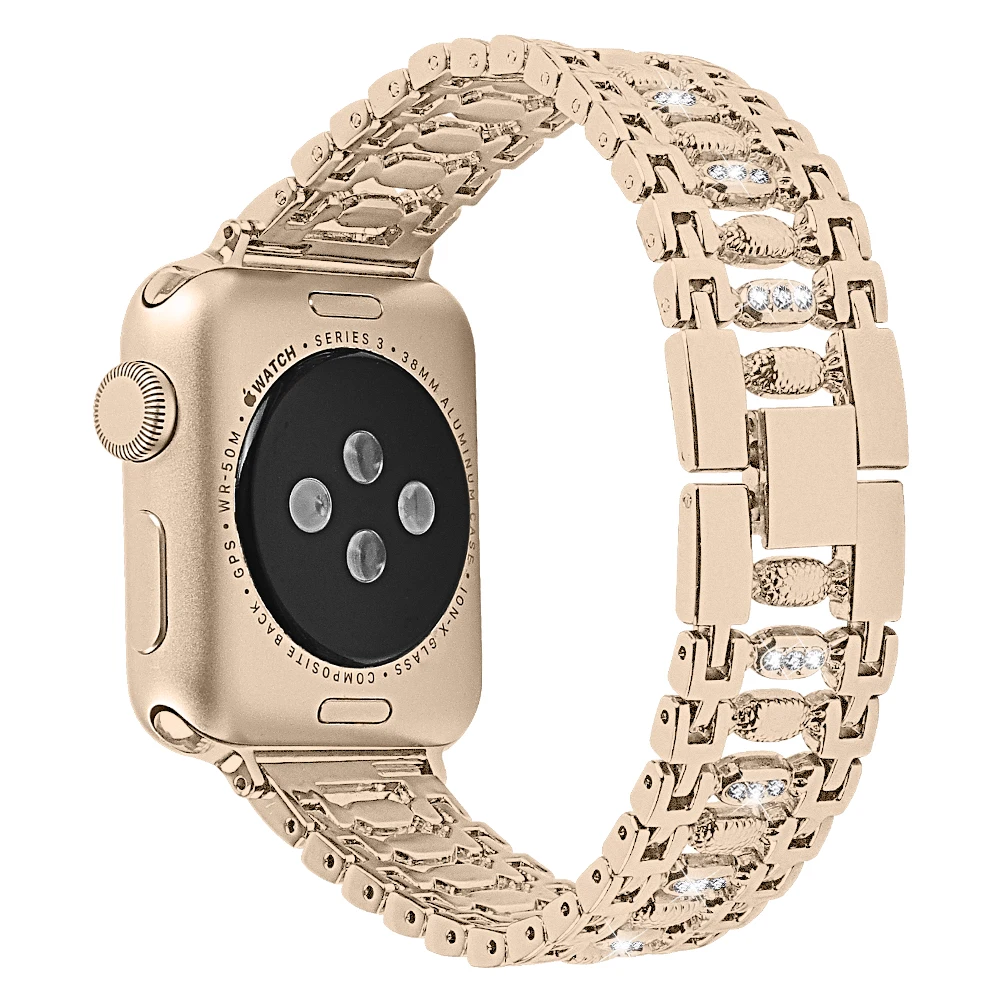 Нержавеющая сталь Для женщин bling для apple watch, ремешок 38 мм/40 мм/42 мм/44 мм браслет регулируемый ремешок для apple watch 5/4/3/2/1 ремешок