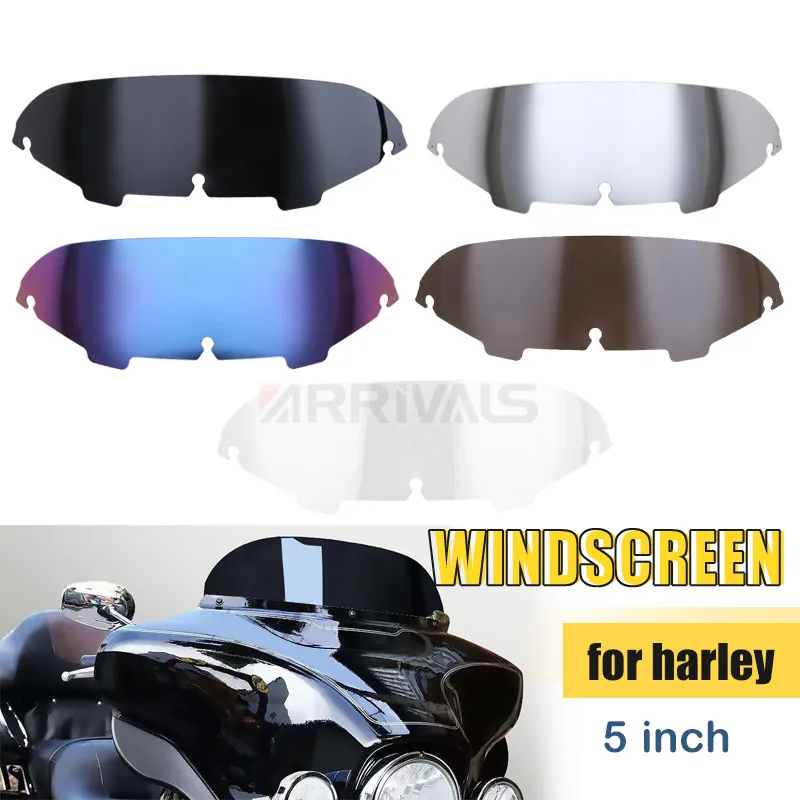 

5" Motorcycle Windshield Windscreen For Harley Electra Street Glide FLHX Touring CVO 1996-2013 Fairing Wind Deflector Cover