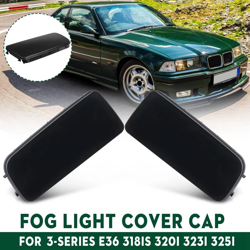 1 Pair Black Fog Light Hole Cover Cap For BMW 3-Series E36 318is 320i 323i 325i