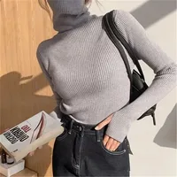 Women heaps collar Turtleneck Sweaters Autumn Winter Slim Pullover Women Basic Tops Casual Soft Knit Sweater Soft Warm Jumper - Image 5