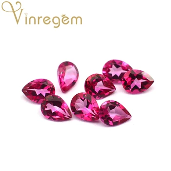 

Vinregem Top Quality 2PC Natural Stone Pear Cut 6*8mm Pink Topaz Loose Gemstones DIY Jewelry Making Wholesale GDTC