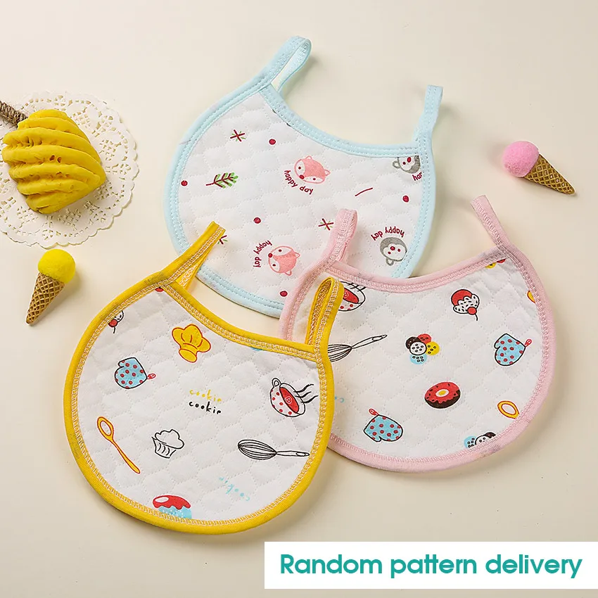 3 pcs random Детские нагрудники из хлопка с объемным эффектом поглощения воды; водонепроницаемые нагрудники; детская отрыжка; одежда с милым рисунком; подходит От 0 до 1 года младенцев - Цвет: 3 pcs random