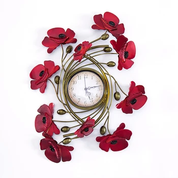 

Metal Digital Wall Clock Wall Watch Metal Flower Wall Decorations Living Room Office Kitchen