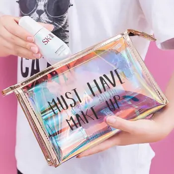

Fashion Transparent Cosmetic Bag Women Travel Zipper Clear Make Up Bag Makeup Case Organizer Storage Pouch Toiletry Wash Kit Box