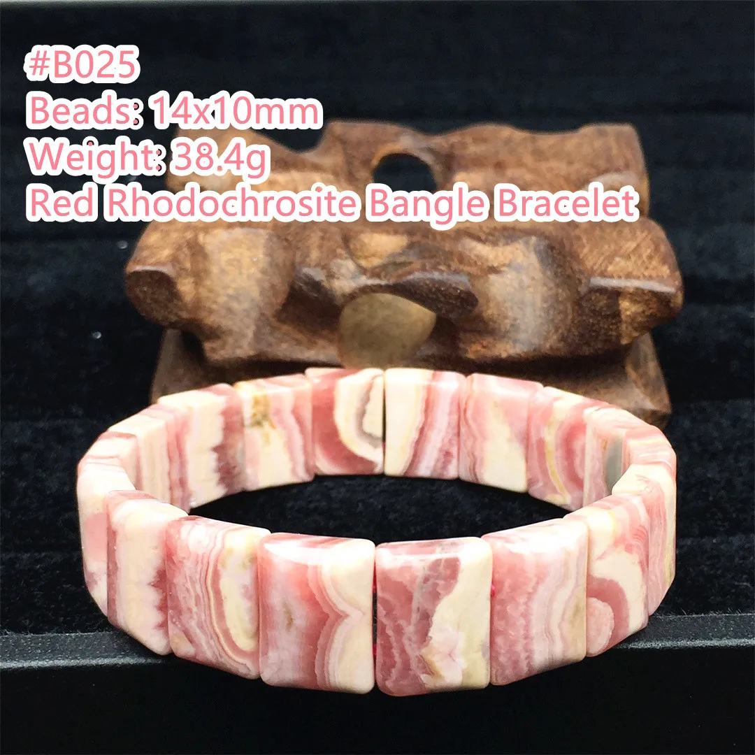 

Top Natural Red Rhodochrosite Bracelet Jewelry For Women Lady Men Wealth Healing Gift Beads Stone Gemstone Stretch Bangle AAAAAA