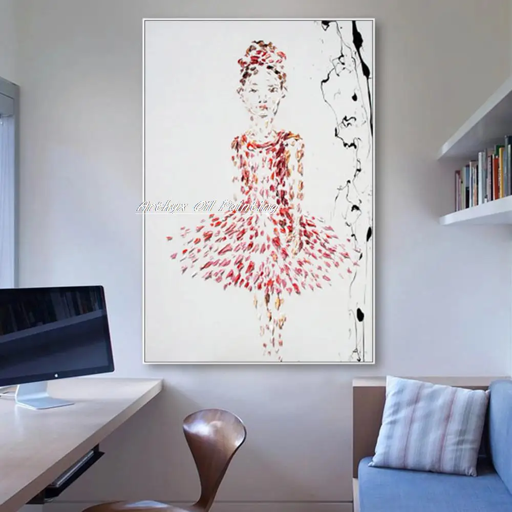 Arthyx Hand Painted Modern Abstract Beautiful Girl Oil Painting On Canvas Wall Art Picture For Living Room Home Hotel Decoration | Дом и сад