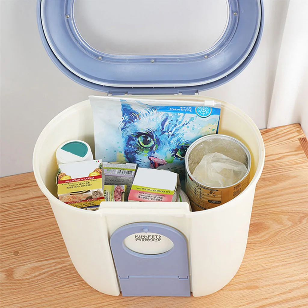 Стиль кошка еда баррель сухой корм для животных контейнер анти-окисление собака еда хранения ведро ролик с защитой от влаги слот для карт