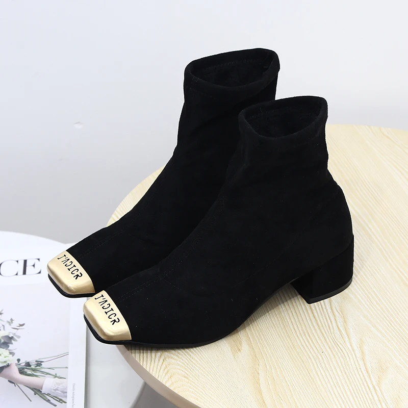 Women Winter Warm Short Boots Classic Chelsea Boots Zipper Ankle Boots Rhinestone Wedding Party Shoes Woman australia sock shoe