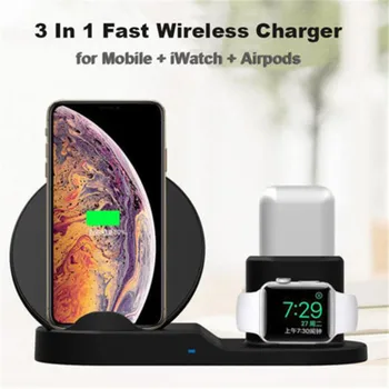 

3 in 1 QI Fast Wireless Charge Stand For Apple Watch iPhone Xs Max 8 Plus Airpod Stylish Design High Quality