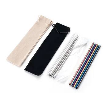 

50sets Colorful Reusable Drinking Straw Set High Quality Stainless Steel Straw with Cleaning Brush Kitchen Accessories WB1828