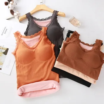 

New Style Beauty Back Bra Online Celebrity Hot Selling Camisole One-piece-plus Velvet Camisole Base Shirt plus Velvet Lengthen