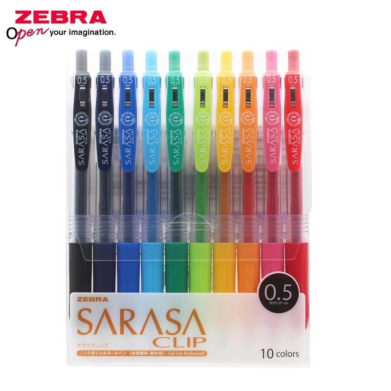 Zebra 10 Pcs/lot Gel Pens 0.5mm Colored Gel Ink Pen Jj15 School Office