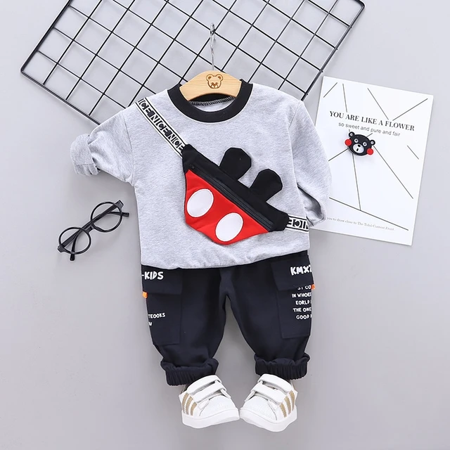 Fashion Spring Autumn Baby Girl Clothes Children Boys Casual Letter Jacket Pants 2Pcs/set Toddler Cotton Costume Kids Tracksuits LSBBbeibaoF Gray