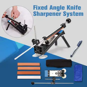 

Professional Sharpener Kit Stainless Steel Fixed Angle Knife Sharpen Stone System with 4 Whetstone Kitchen Sharpening Tool Kits