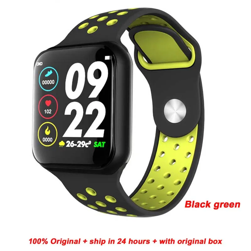 Greentiger F8 Bluetooth Смарт-часы пульсометр калории фитнес-трекер будильник IP67 Водонепроницаемый умный Браслет - Цвет: Black green