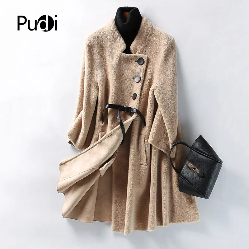 

PUDI B181109 women's winter warm real wool jacket vest genuine leisure girl coat lady jacket overcoat