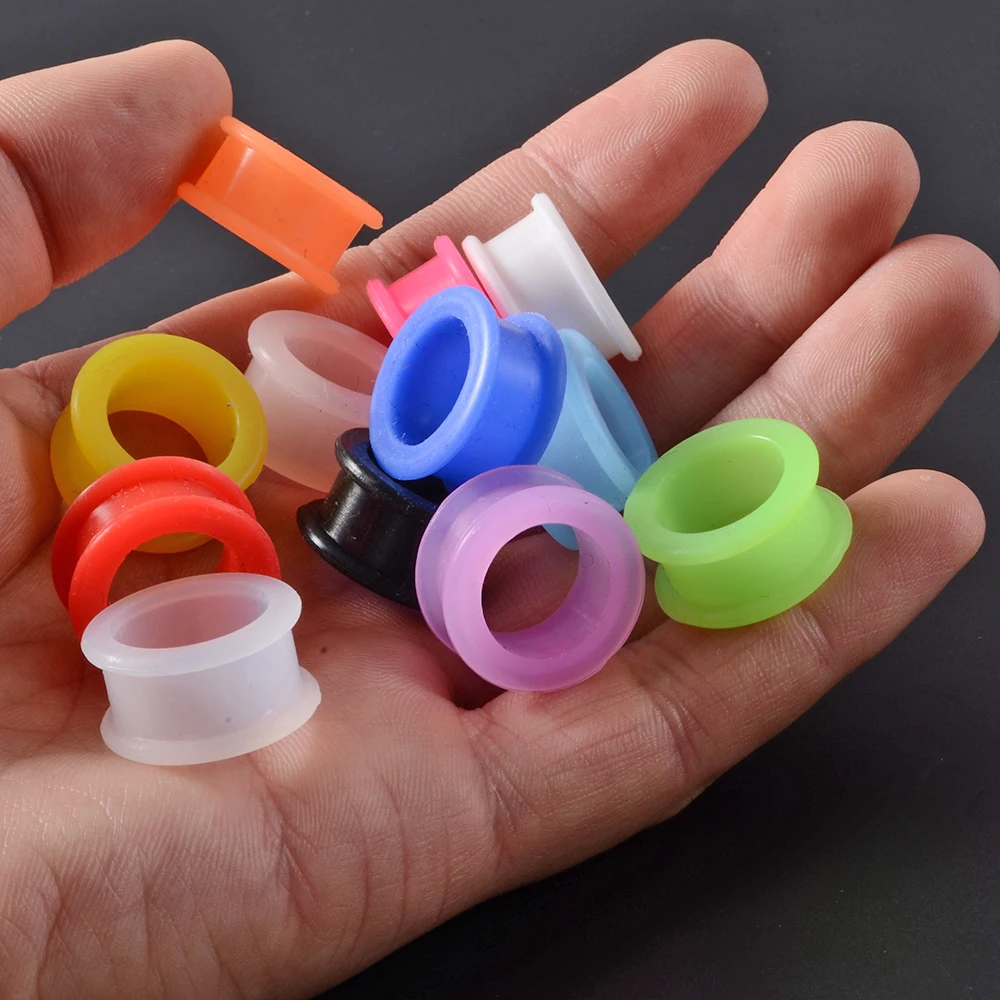 Pair Flexible Silicone Ear Tunnels Plugs Ear Hollow Flesh Gauges Piercing Expander Earring Body Jewelry Earlets piercing jewelry body piercing earrings ear piercing jewelry body piercing jewelry body jewelry