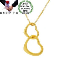 OMHXFC Европейская мода женщина девушка вечерние день рождения свадьба подарок полые сердца 24KT ожерелье золотой кулон Шарм PN325