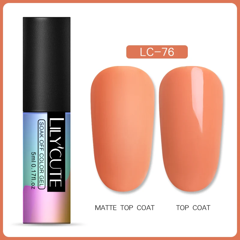 LC-76 LILYCUTE 5ml Matte Gel Polish Soak Off UV LED Gel Varnish Long Lasting Grey Pure Nail Color UV Nail Gel Varnish DIY Art Design - Цвет: LC-76