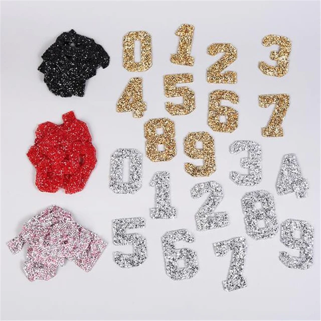 1Pcs Black Sequins Number Patches 0-9 Glitter Figure Iron On Patch For  Clothes Jeans Bags
