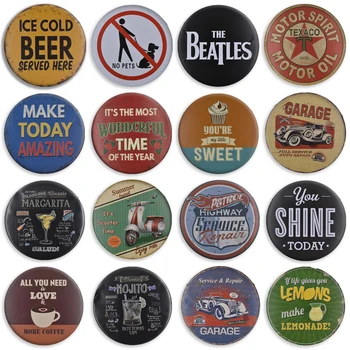 

Mojito Cocktail Beach Round Metal Sign Vintage Beach Bar Sweet Home Decor Retro Beer Tin Signs Restaurant Metal Wall Art Poster
