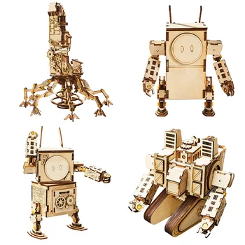 

DIY Assembly Toys Develop Children Thinking Creativity 3D Wooden Puzzle Assembled Robot Model Kids Educational Toys