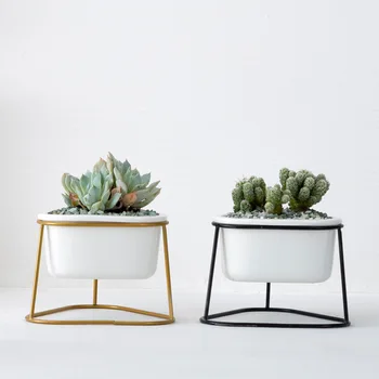 

Black Gold Metal Flower Planters with Iron Shelf Succulent Plant Pot Home Garden Decorative Flower Vase Without Plants 2019 Hot