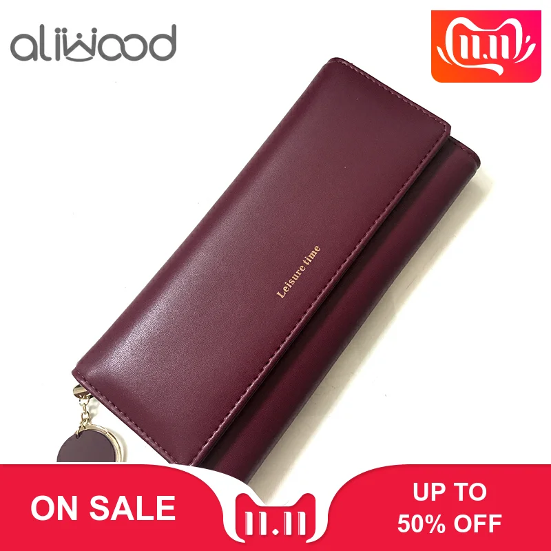 

aliwood Brand Trendy Women Wallet Quality Luxury Female Leather Clutch Money Clip 3 Fold Long Purse Phone Bag Cartera Mujer Sac