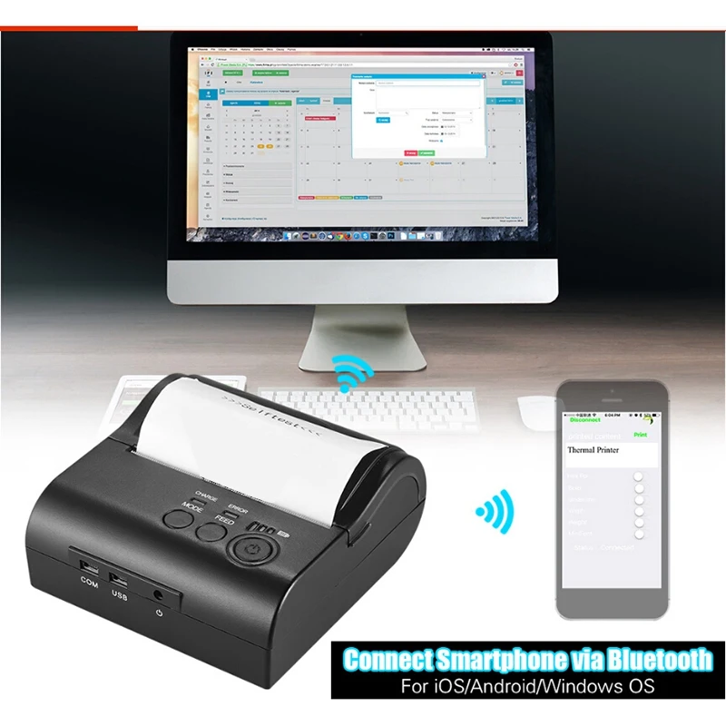 Bluetooth Термальный чековый принтер порт чековый принтер pos-принтер портативный Bluetooth принтер билетный принтер Android IOS Windows