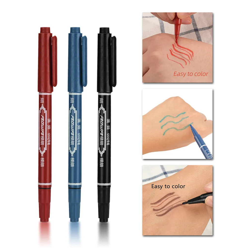 

3 PCS Tattoo Supplies Tattoo Marker Pen Skin Marker Pen Scribe Tool permanent Ink Thin Nib Crude Nib