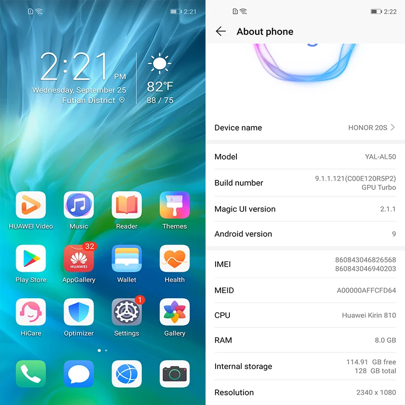 Honor 20 s honor 20 s смартфон Kirin 810 Восьмиядерный 6,26 дюймовый полноэкранный 48MP три камеры 3750 мАч GPU Turbo мобильный телефон