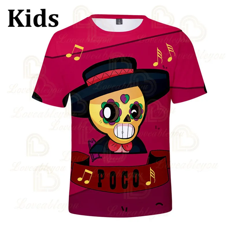 

POCO Shelly 8 To 19 Years Kids T-shirt Shooter Game Leon 3D Printed Tshirt Boys Girls Brawling Cartoon T-shirt Tops Teen Clothes