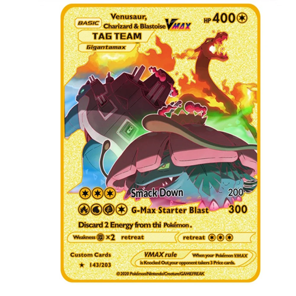 EnglishPokemonCardCharizardVenusaurMaxVmaxGxGoldPokemonGold