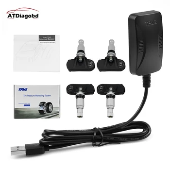 

For Most Cars USB Android TPMS Car Tire Pressure Monitor with 4 External Sensor Wireless Transmission Shipped From Russian China